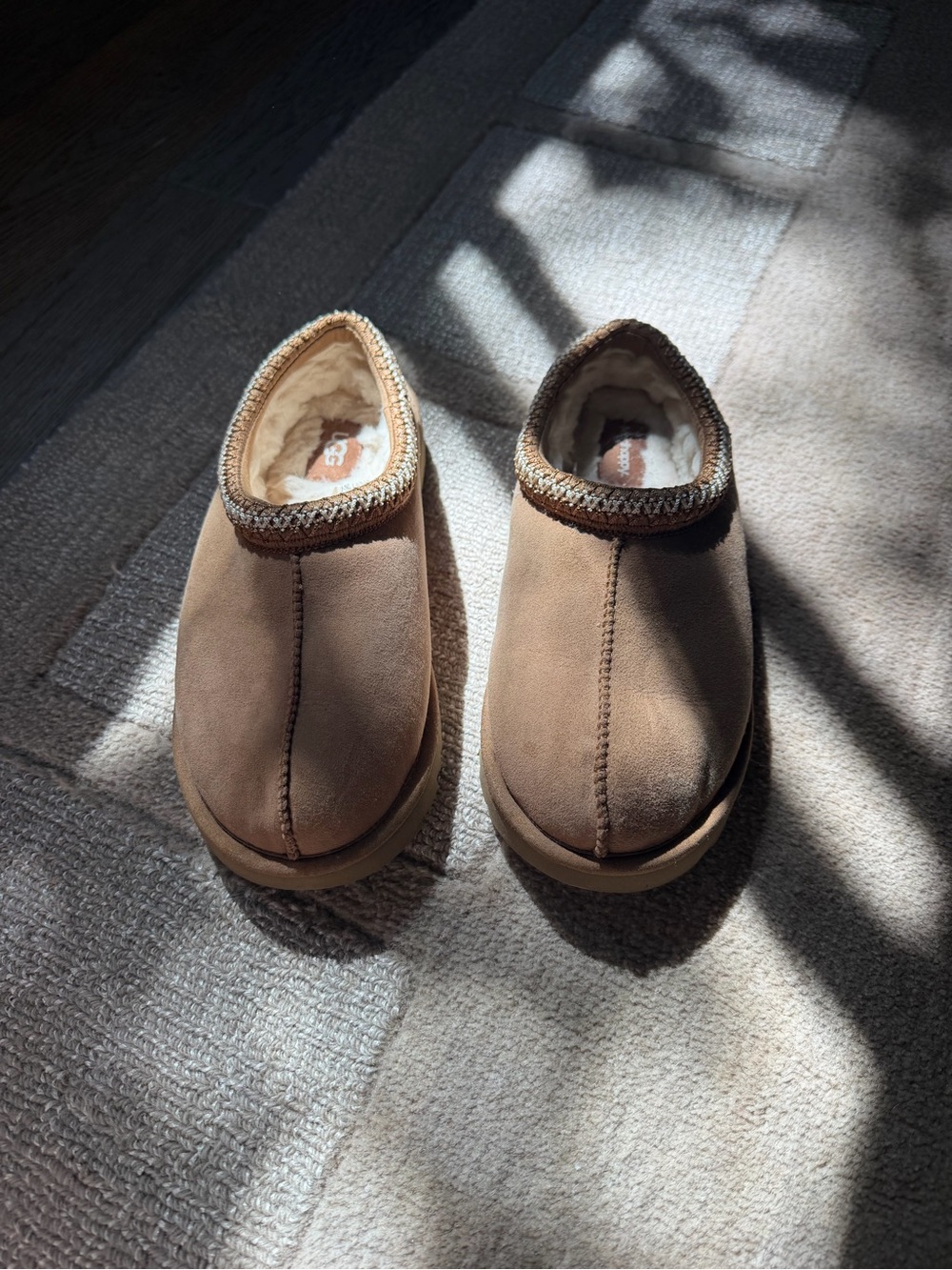UGG Chestnut Brown Slip-On Fur-Lined Slippers